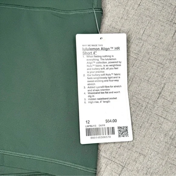 Lululemon Align Short High Rise Bike Shorts Dark Forest Green 12 NWT - Picture 7 of 8